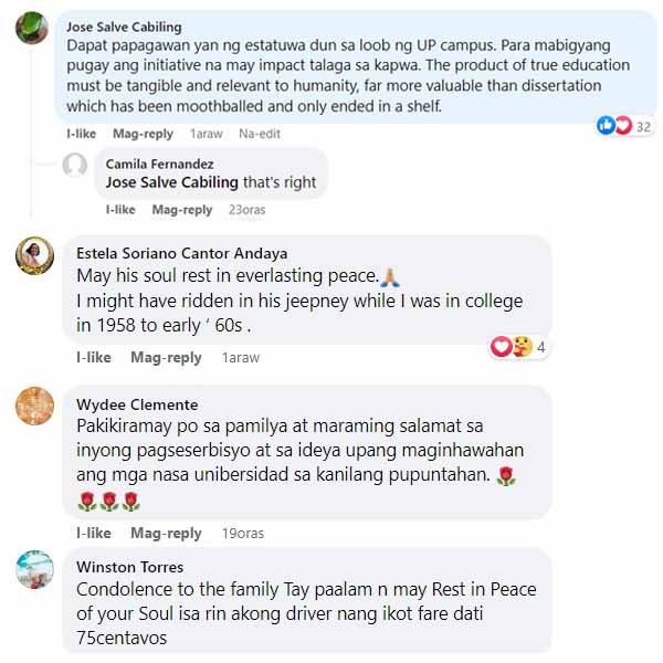 Netizens' commented about the passing of Tatay Neong