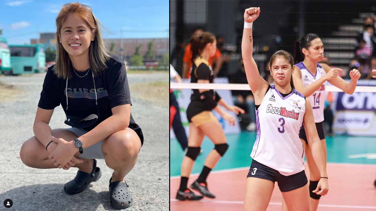 Deanna Wong in casual wear, and in volleyball uniform.