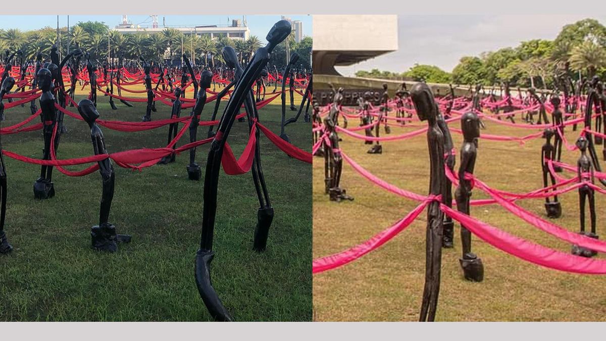 Kaingin Art Installation ribbons changed from red to pink