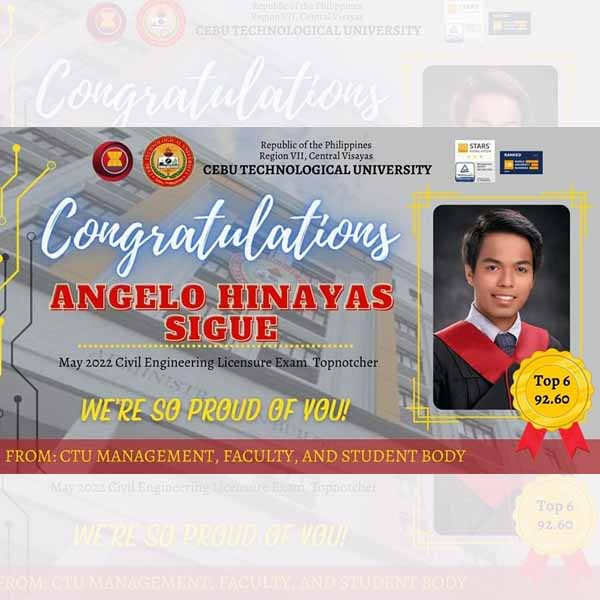 Art card congratulating Angelo Hinayas Sigue 