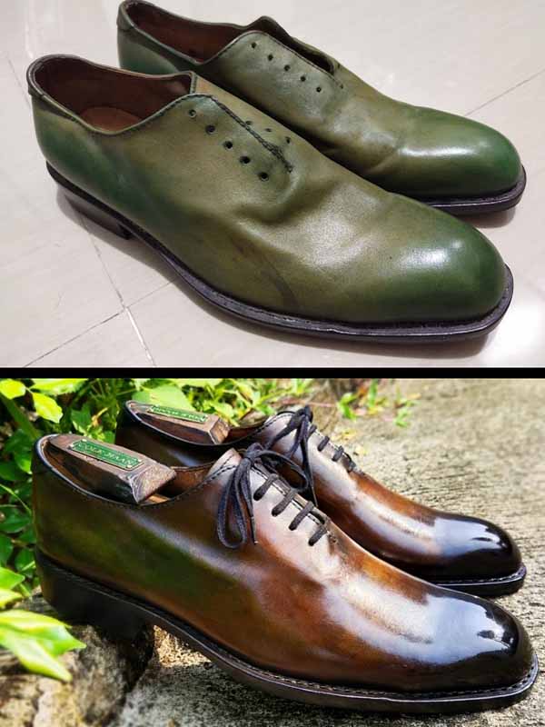 A photo of restored leather shoes