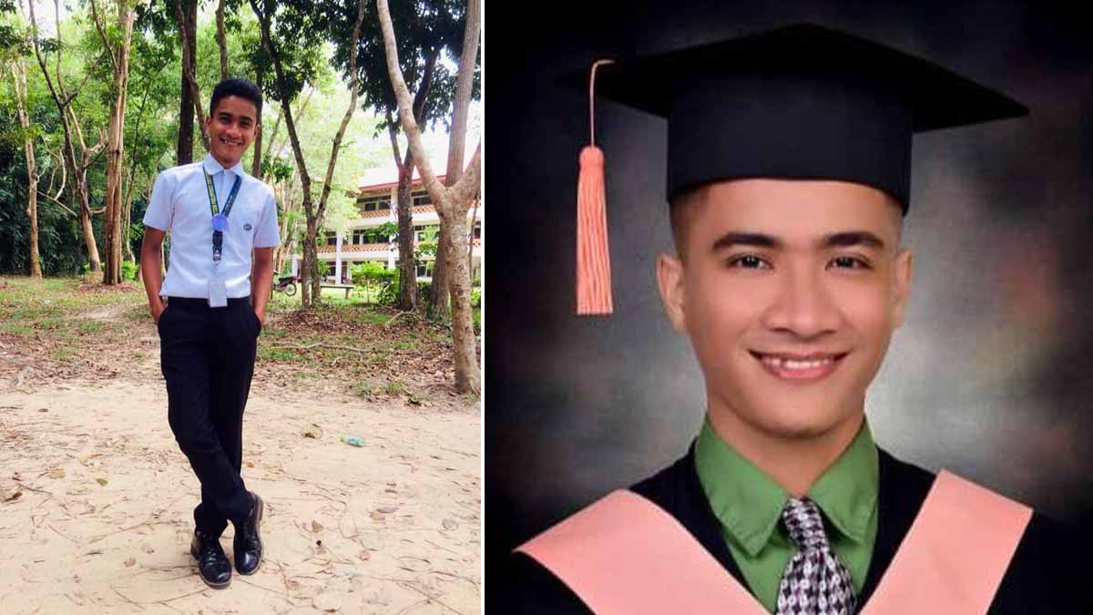 Jade Baguna as a student, and in graduation photo.