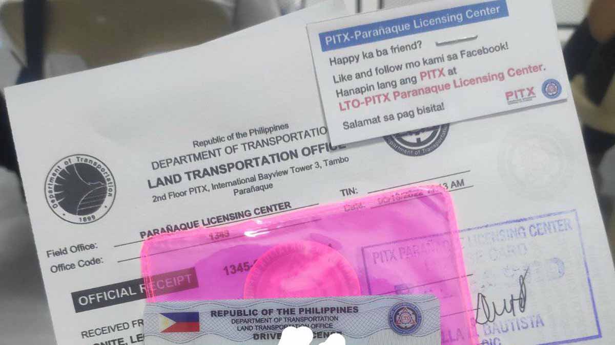 Documents for application and renewal of driver's license. 