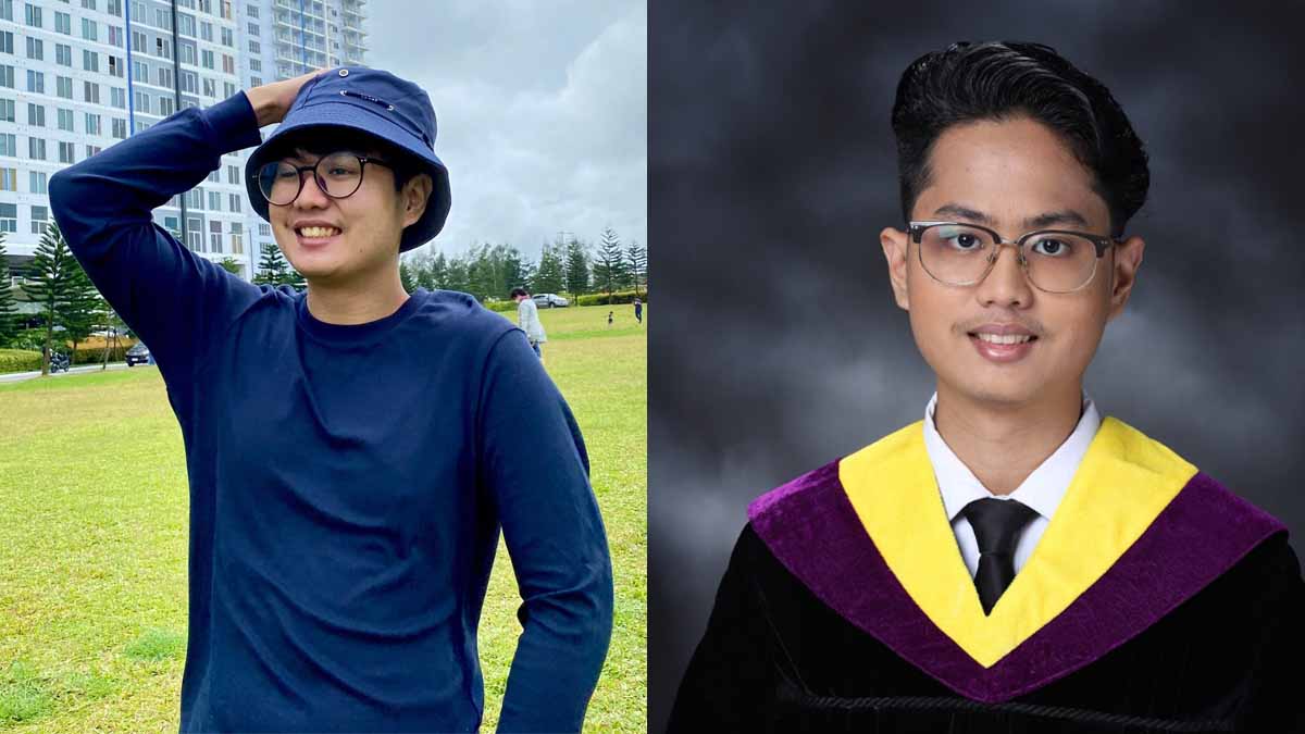 Francis Jacob Paras in casual wear, and in graduation photo.