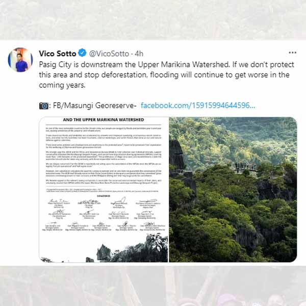 Vico Sotto tweet's about saving Masungi Georeserve