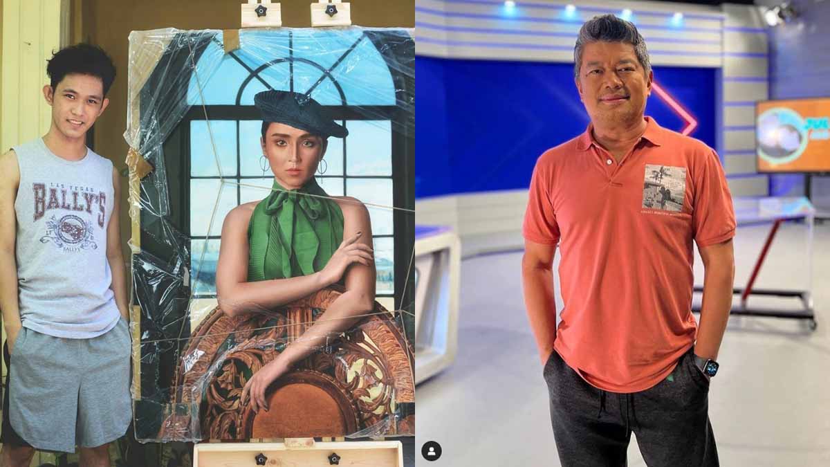 Neill Christian Simon Onza with Kathryn Bernarso's painting, and Julius Babao.