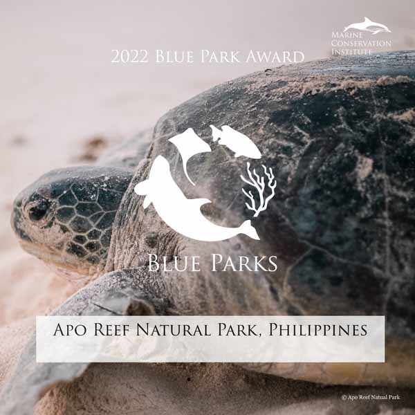 DENR's announcement about the Apo Reef Natural Park in Occidental Mindoro winning the Blue Park Award.