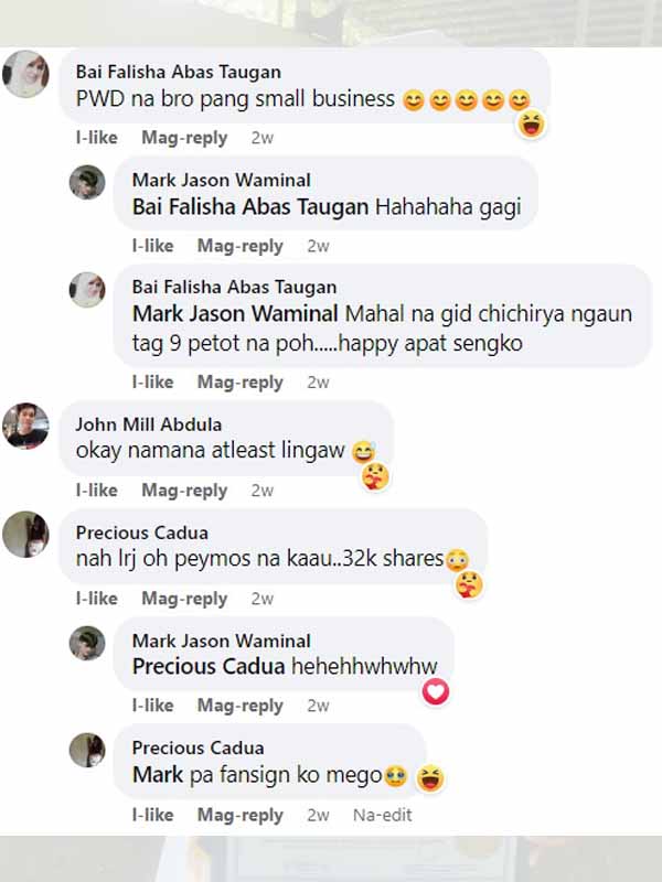 Netizens comment on Mark Jason Waminal FB post