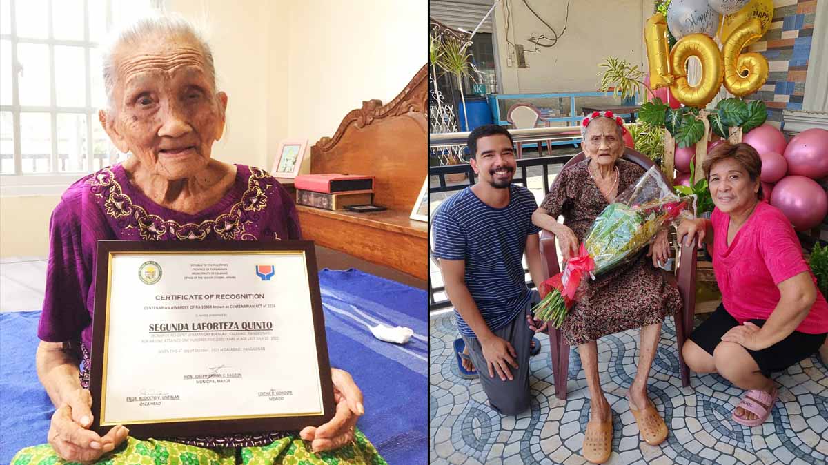 Lola Segundina Laforteza Quinto recognized as a living centenarian