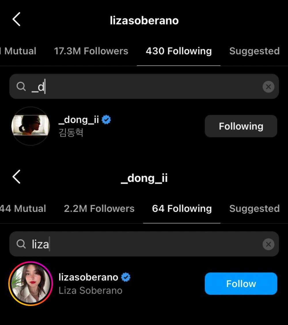 Liza Soberano and iKON's DK now follow each other on Instagram