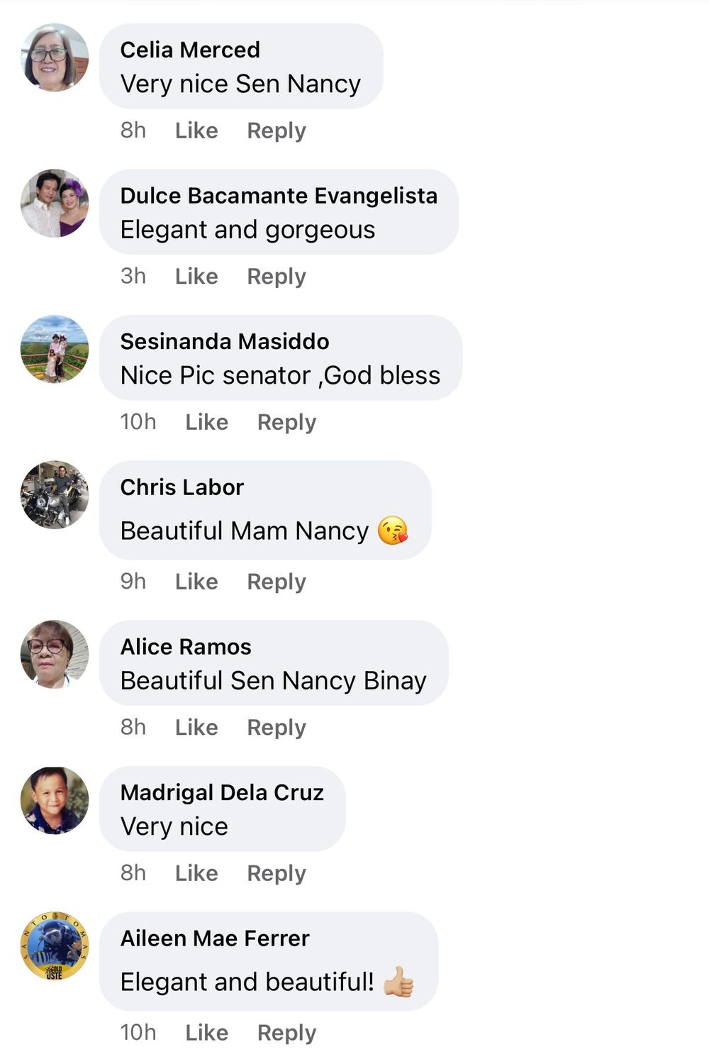 Netizens react positively to Sen. Nancy Binay's post, saying she's a beaut!