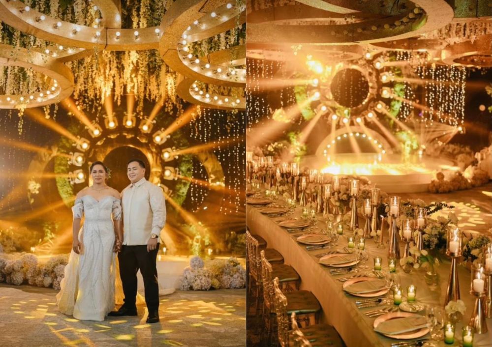 Gold-themed wedding reception