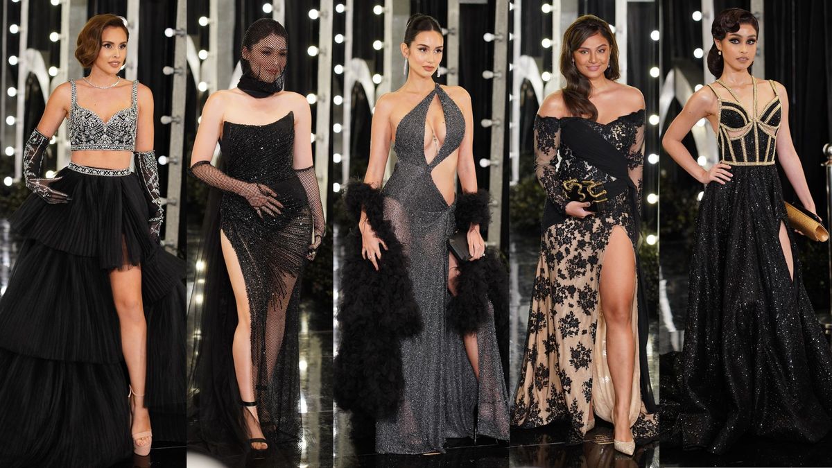 (L-R) Max Collins, Kylie Padilla, Celeste Cortesi, Klea Piñeda, and Crystal Paras are stunners in black at the GMA Thanksgiving Gala 2022