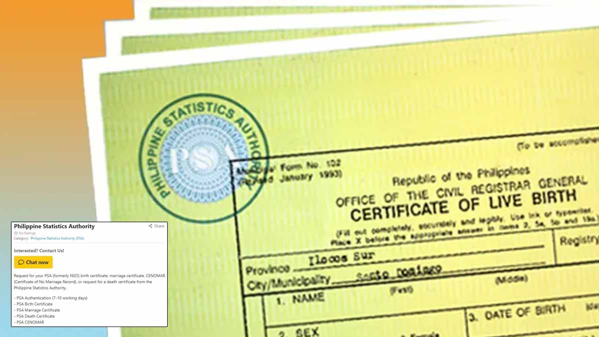 Photo of birth certificate