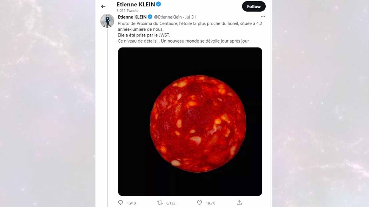 Screenshot of Etienne Klein Twitter post