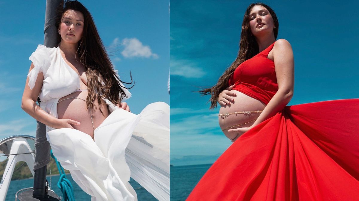 Angelica Panganiban sails on a yacht for maternity shoot