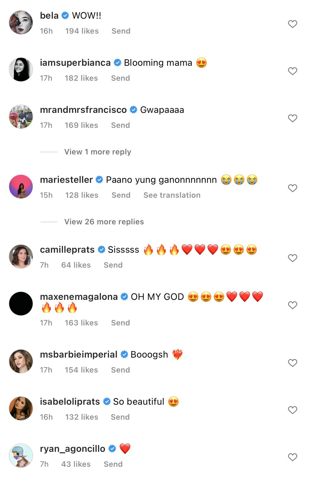 Celebrities react to Angelica's set of maternity photos