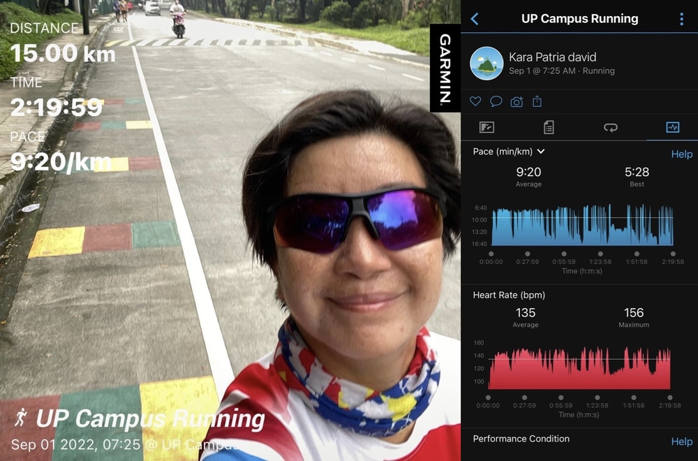 Kara David successfully runs 15km at the UP campus.