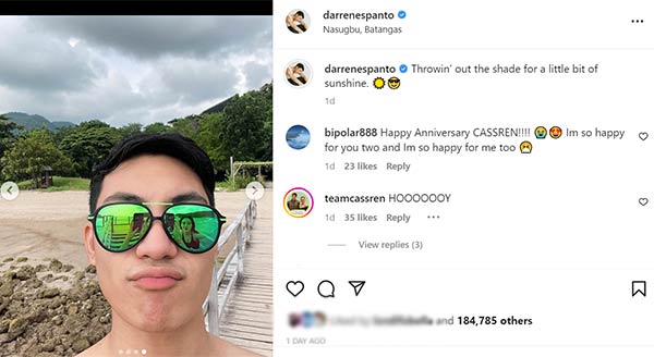 Darren Espanto's sunglasses with Cassy Legaspi's refelction