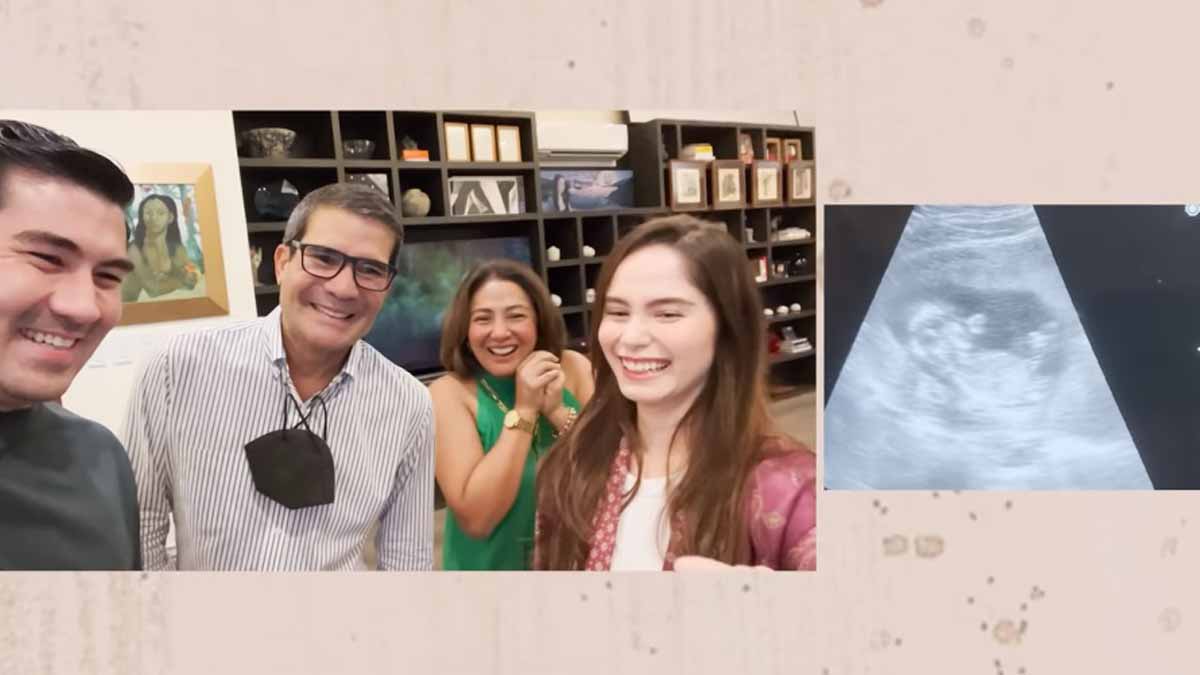 Luis Manzano and Jessy Mendiola showing the ultrasound of Baby Peanut to Edu Manzano and Cherry Pie Picache
