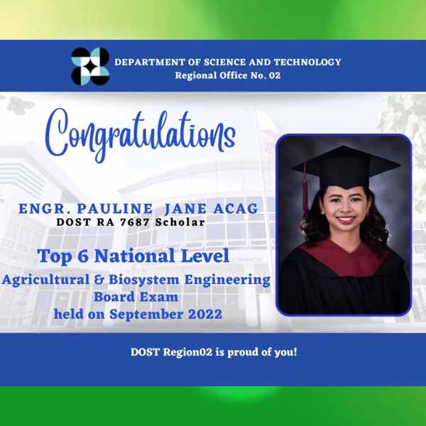 Art card congratulating Pauline Jane Acag