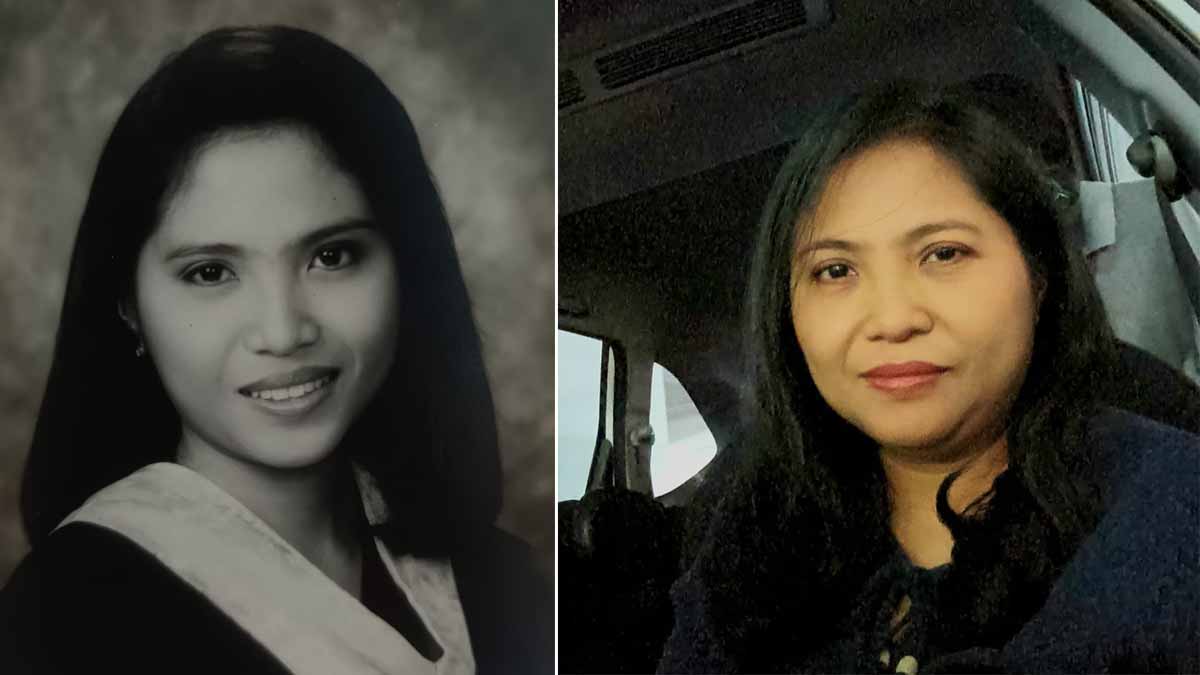 Old graduation photo and current photo of Grace Mapanao