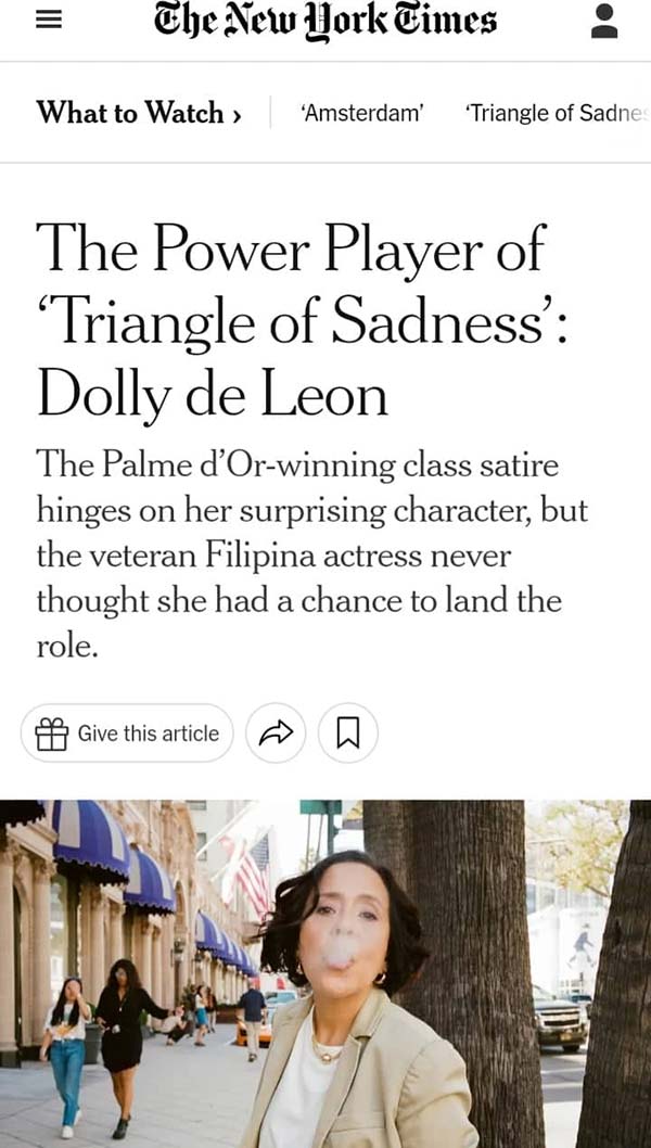 Dolly De Leon on Triangle of Sadness