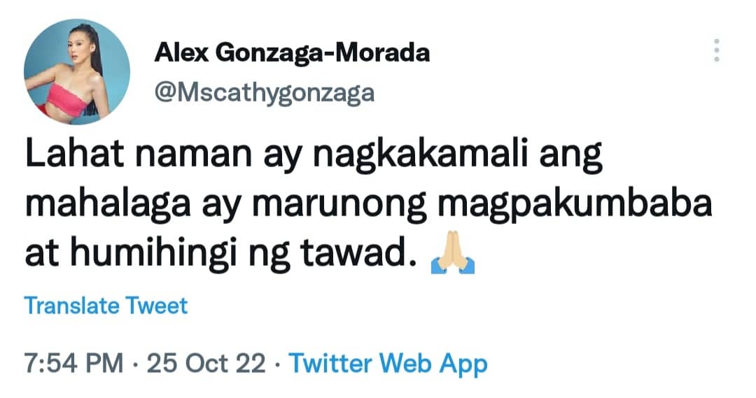 Alex Gonzaga tweet