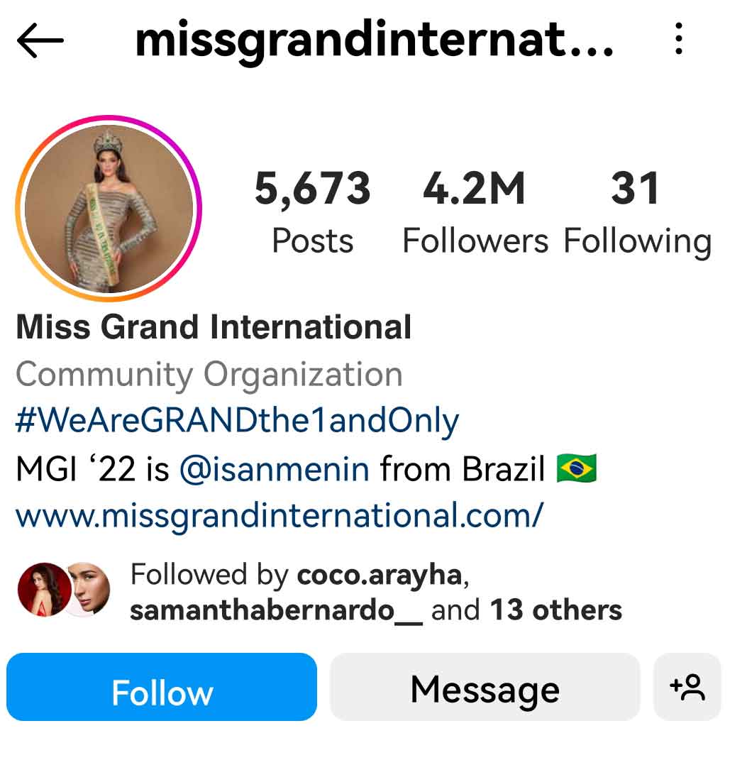 Miss Grand International folowers