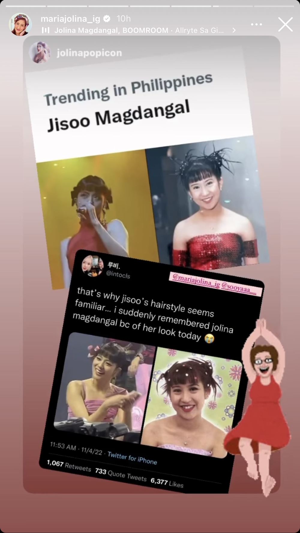 Jolina Magdangal reacts to being compared to Jisoo