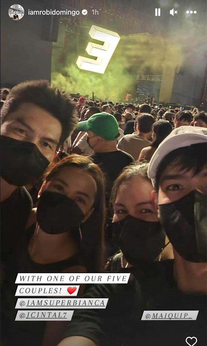 Bianca Gonzalez and JC Intal with Robi Domingo and Maiqui Pineda at Eraserheads reunion concert