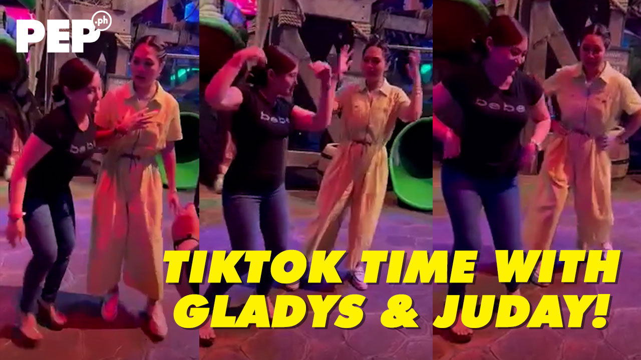 Gladys Reyes and Judy Ann Santos do a TikTok video.
