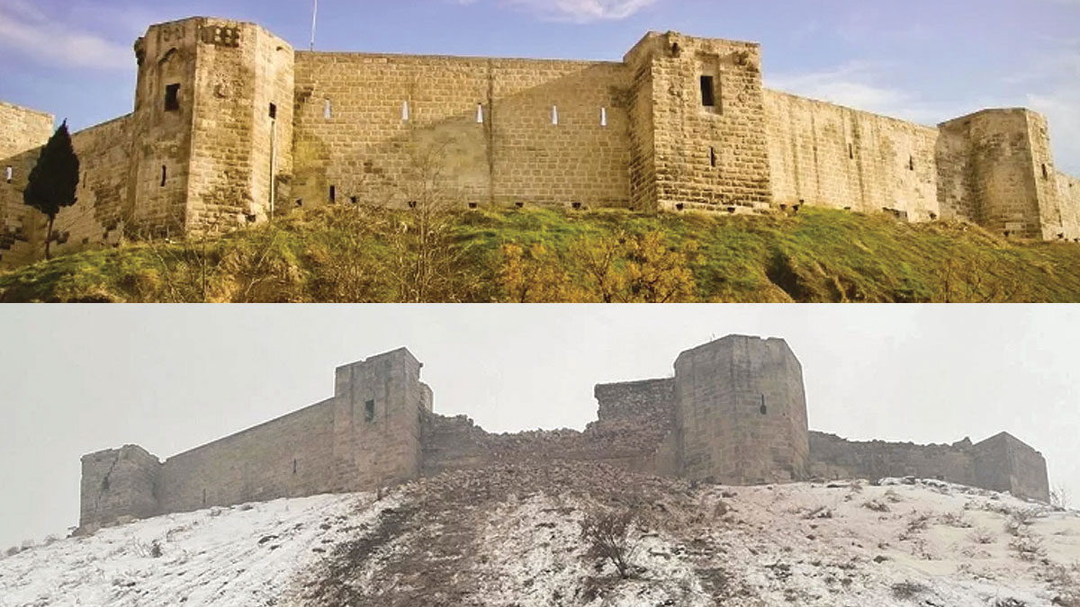 Gaziantep castle before and after earthquake