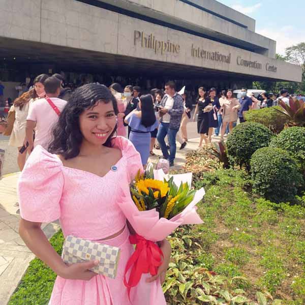 Jelai Balmes in pink Filipiniana