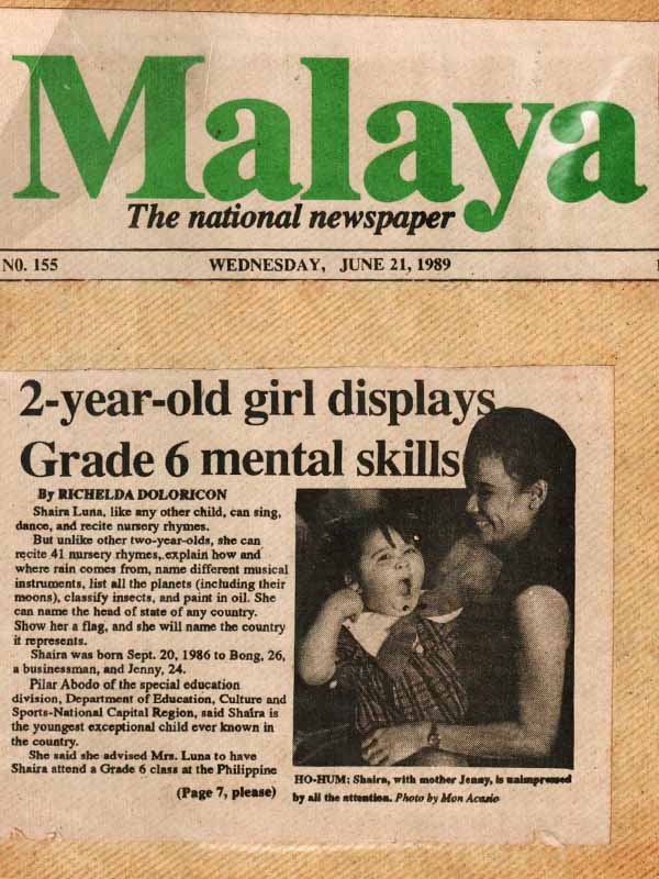 Old news article about Shaira Luna 