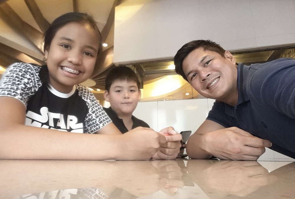 Santino Santiago with Ate Sabina and dad Raymart Santiago for a pre-Valentine date