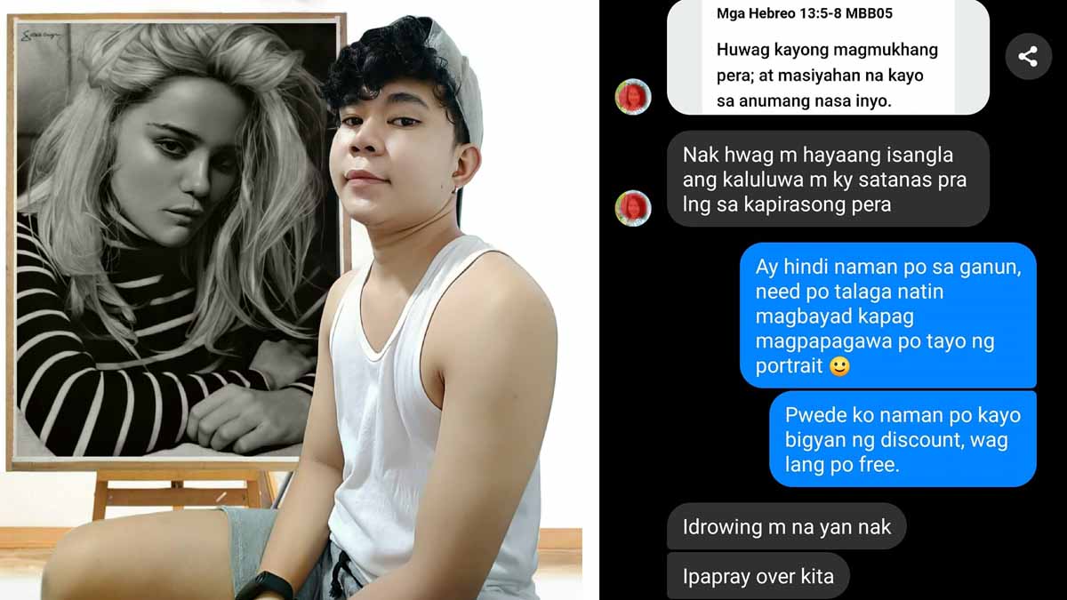 Chaboy Dela Cruz and an inset of his convo with his client