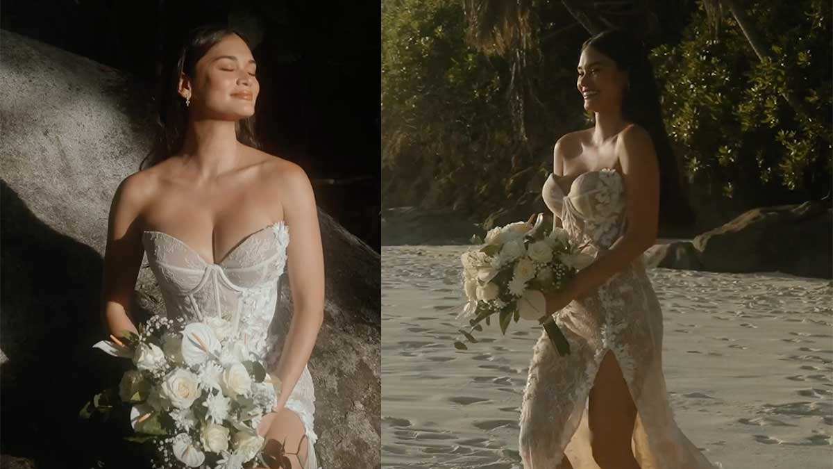 Pia Wurtzbach's beach wedding gown
