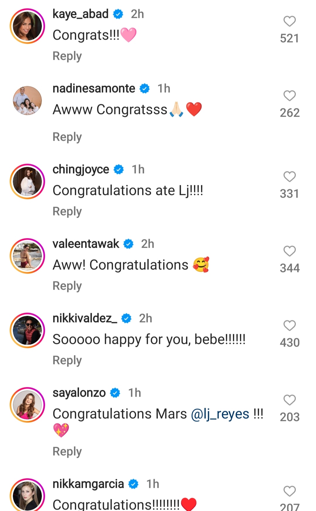 Celebs reactions on LJ Reyes's engagement