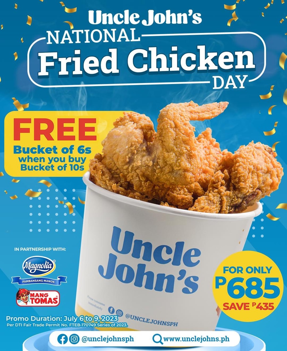 Awesome chicken deals and promos this National Fried Chicken Day 2023 from Uncle John's