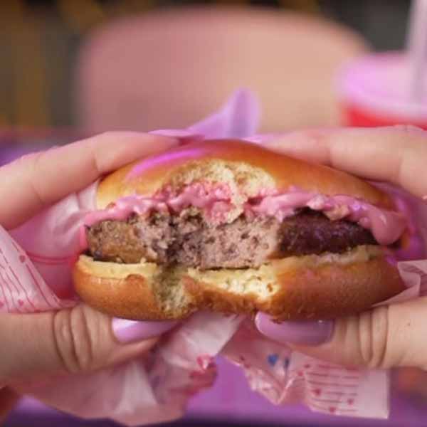 Photo of pink burger