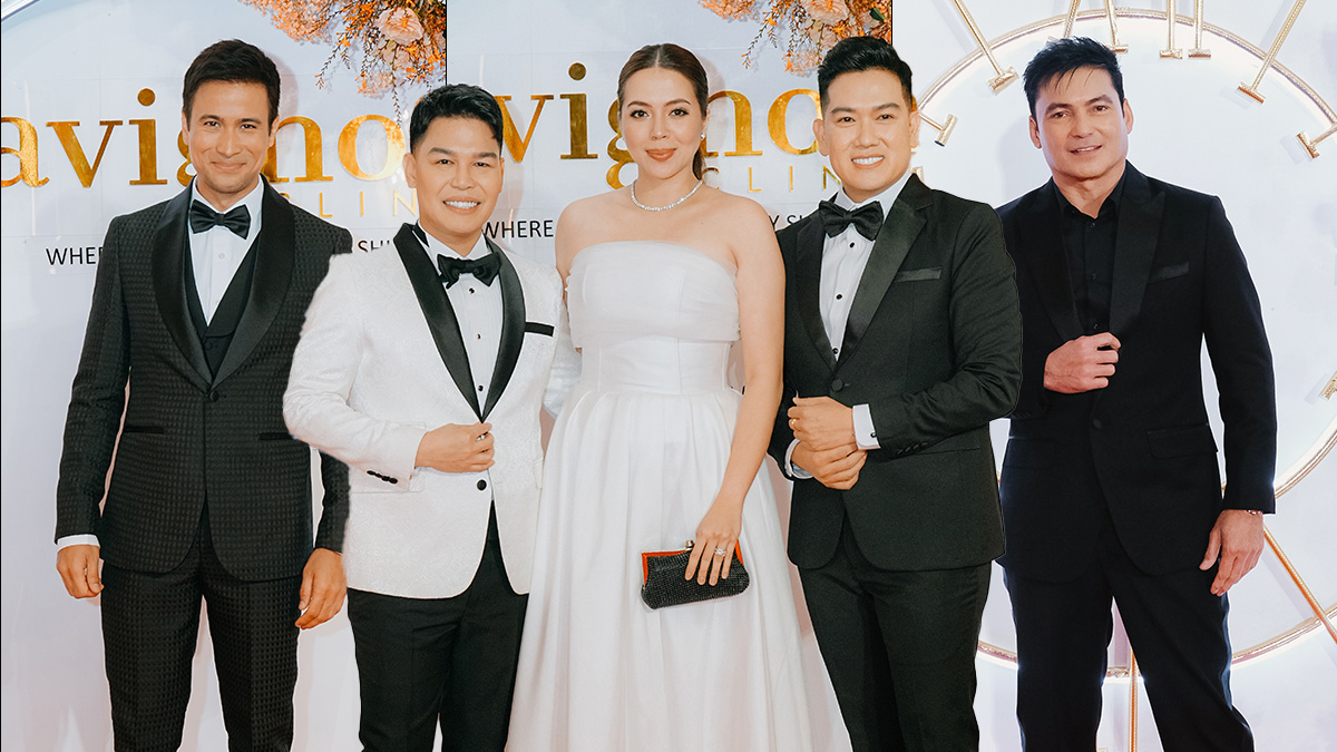 (L-R) ABS-CBN Heartthrob Sam Mily, Avignon Clinic's Founder and CEO Christopher Cachuela, ABS-CBN actress Julia Montes, Avignon Clinic's Co-Founder and President Benedict Sy, and GMA-7 actor Gabby Concepcion