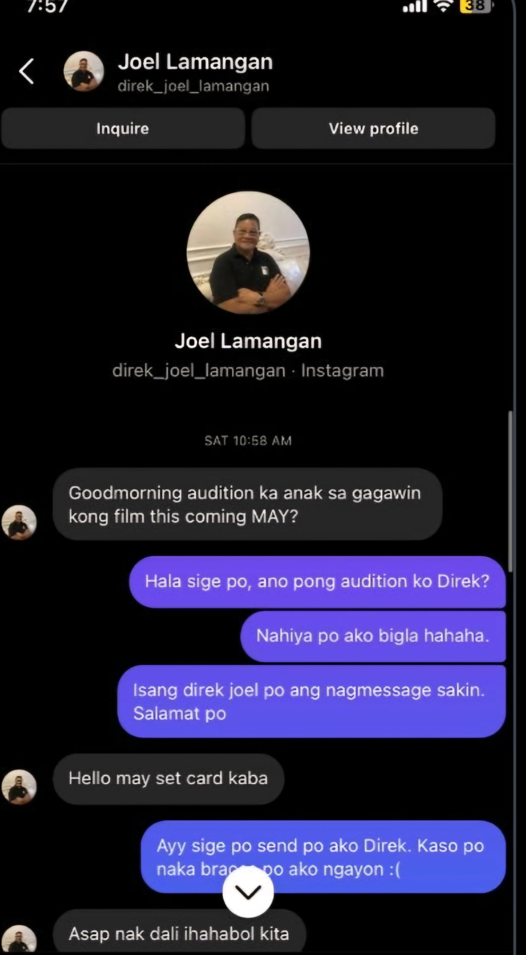 fake joel lamangan account