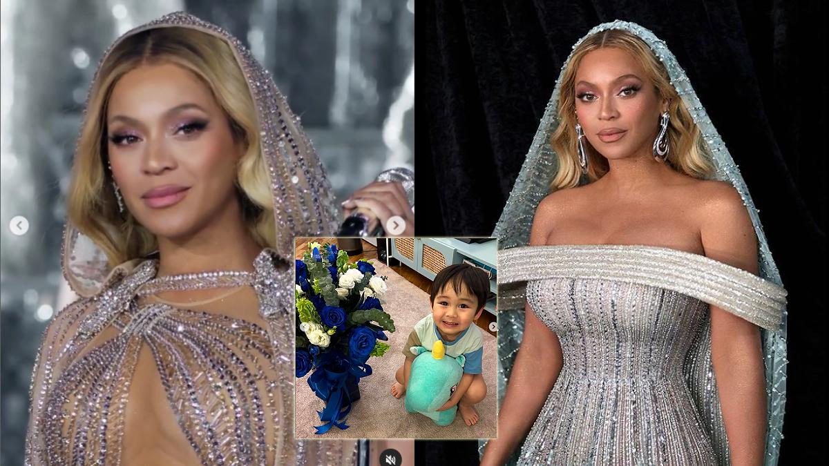 Beyonce in veil outfit and 2-year-old Tyler