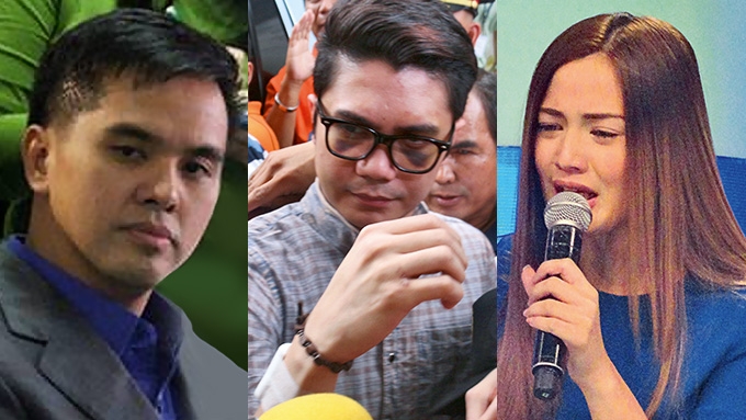 Cedric Lee, Deniece Cornejo and Vhong Navarro during a hearing for a serious illegal detention complaint 