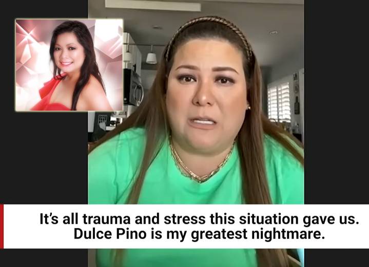 Rita Magdalena (main photo) says she was victimized by Maria Dickerson aka Dulce Pino (insert)